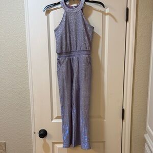 Girls’ Sparkly Lavender Halter Jumpsuit